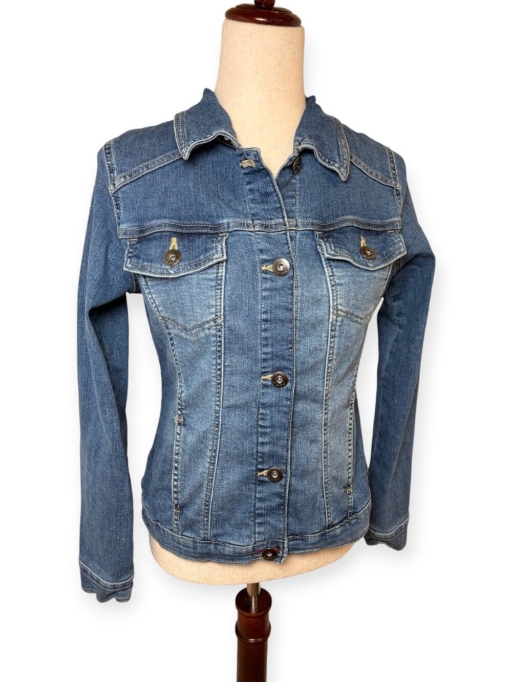 Wrangler Authentics Blue Stretch Denim Western Jean Jacket Estimated XS Small
